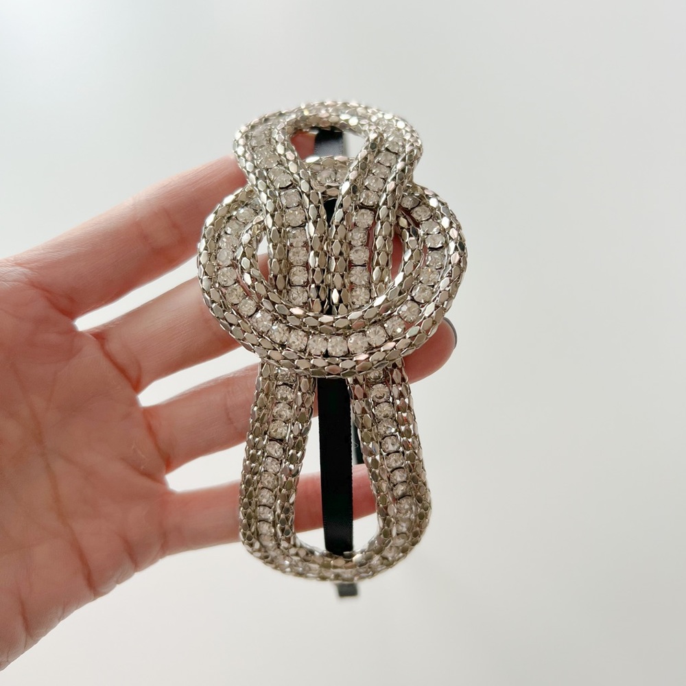 Mesh Metal and Rhinestone Twist Headband - Picture 3 of 7